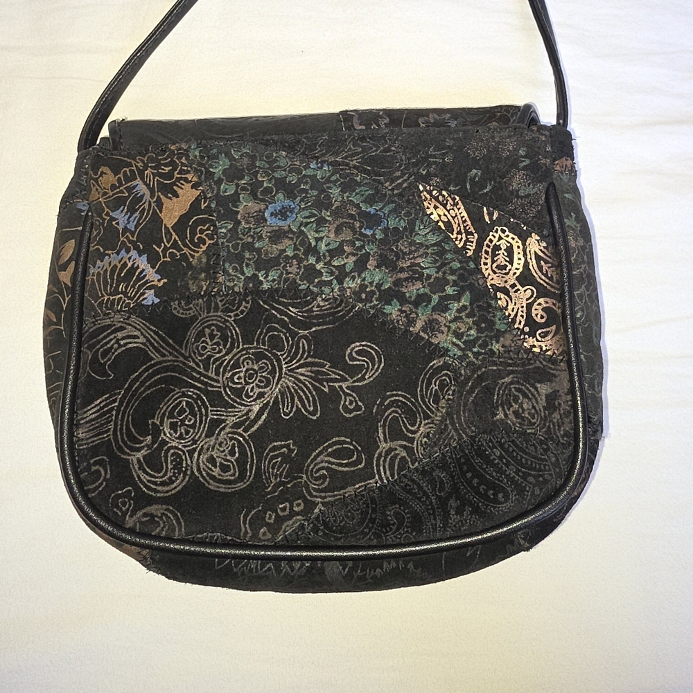 Black Metallic Patchwork Patterned Crossbody Bag … - image 5